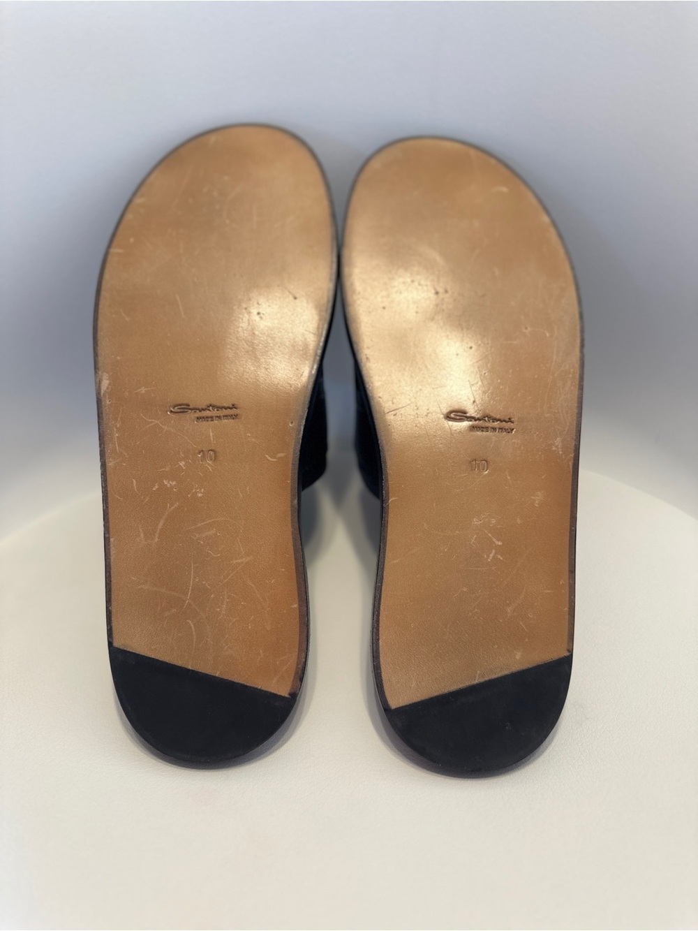 Santoni Black Leather Slide Sandals with Dual Buckle Straps - Picture 4 of 6